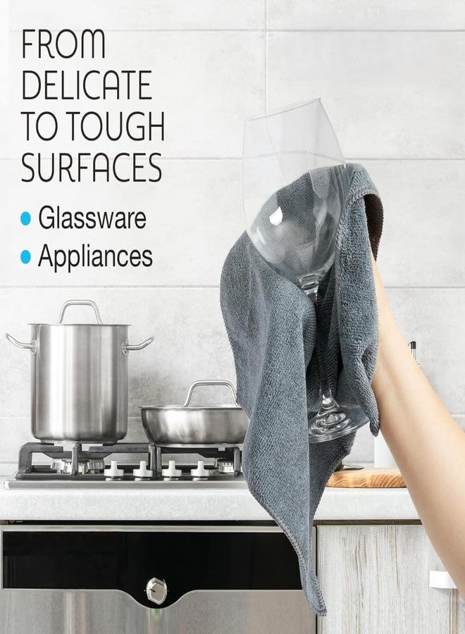 Showstopper Microfiber Cleaning Cloth 12 Pack, Large 13" x13” Highly Absorbent Streak-Free Microfiber Towels Cleaning Rags for Home, Cars, Windows (4 Color Set, 33cm X 33cm) - Image 4